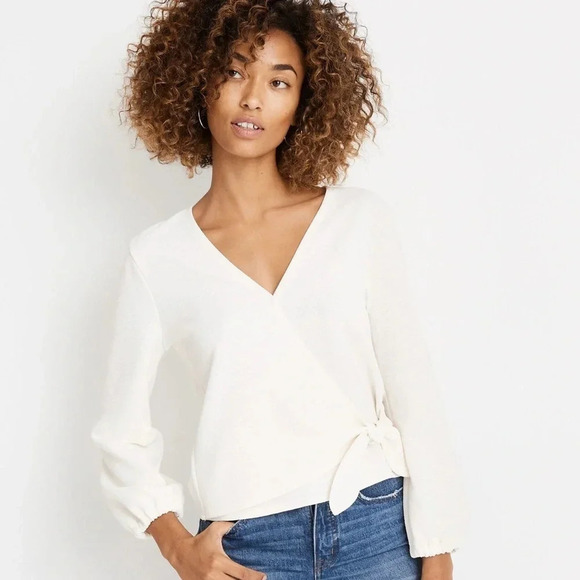 Madewell Texture & Thread Crepe Wrap Top - Picture 1 of 12